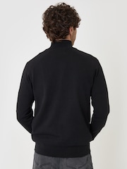 Threadbare Black Cotton Rich Textured Quarter Zip Jumper - Image 3 of 5