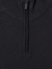 Threadbare Black Cotton Rich Textured Quarter Zip Jumper - Image 5 of 5