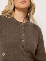 Long Tall Sally Brown Half Button Knitted Jumper - Image 4 of 6