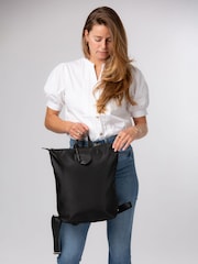 Pure Luxuries London Black 'Louison' Canvas & Leather Backpack - Image 2 of 6