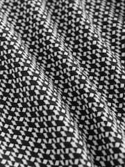 Black/White Geo Cuban Collar Textured Jersey Short Sleeve 100% Cotton Shirt - Image 8 of 8