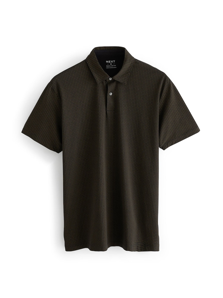 White/Navy/Black Gold Geos Regular Fit Short Sleeve Jersey Polo Shirts 3 Pack - Image 4 of 14