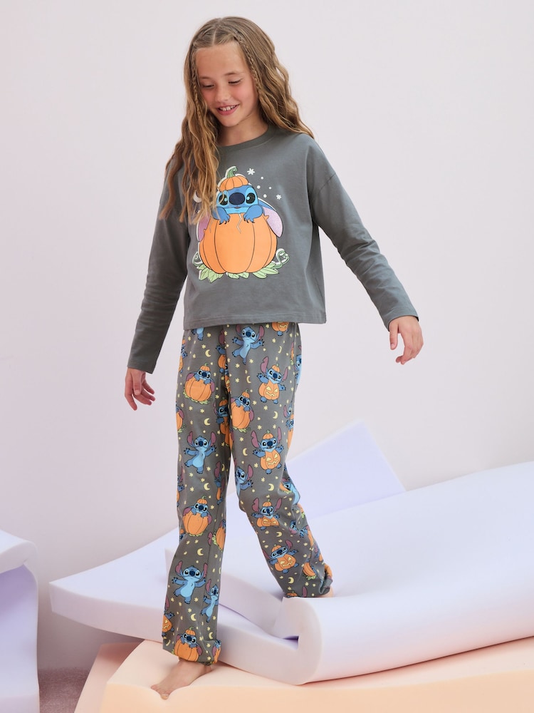 Charcoal Grey Lilo & Stitch 100% Cotton Halloween License Pyjamas (3-16yrs) - Image 1 of 9