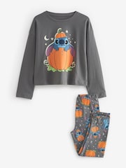 Charcoal Grey Lilo & Stitch 100% Cotton Halloween License Pyjamas (3-16yrs) - Image 6 of 9