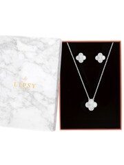 Lipsy Jewellery Silver Floral Clover Set - Gift Boxed - Image 1 of 4