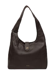 Pure Luxuries London Chocolate Brown 'Evora' Leather Shoulder Bag - Image 4 of 7