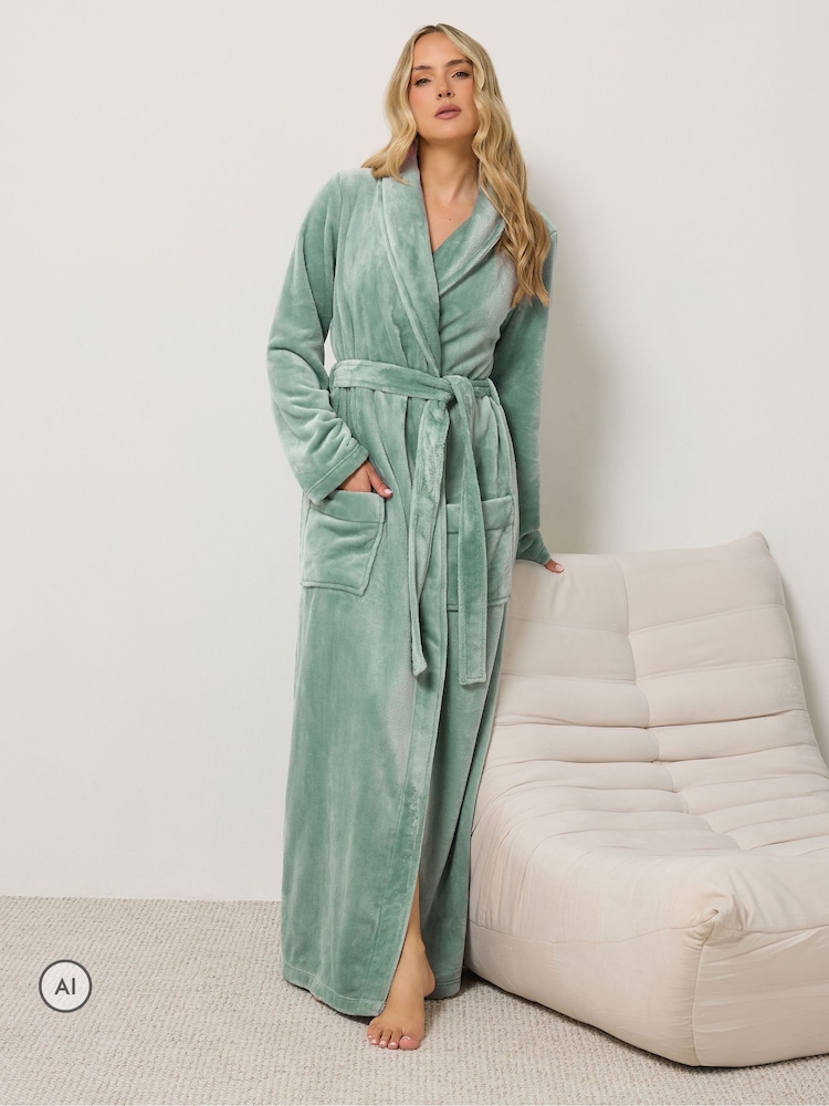 Long Tall Sally Green Super Luxe Maxi Dressing Gown - Image 1 of 6 Long Tall Sally Green Super Luxe Maxi Dressing Gown - Image 1 of 6