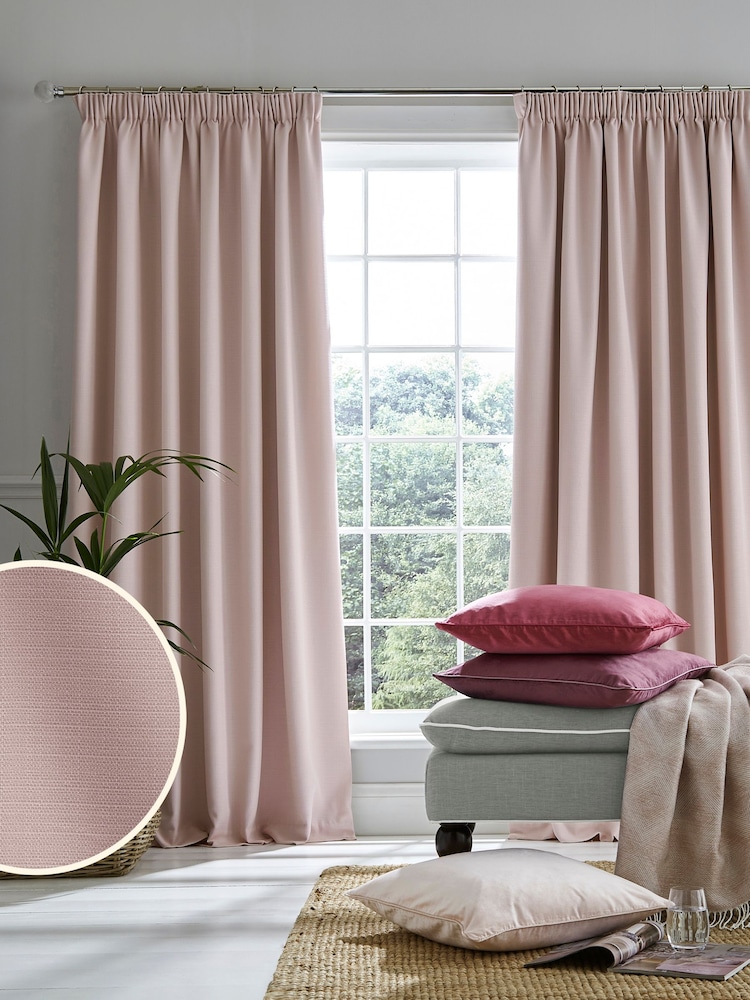 Laura Ashley Blush Pink Stephanie Blackout Lined Blackout/Thermal Pencil Pleat Curtains - Image 1 of 3