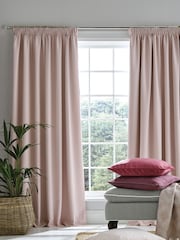 Laura Ashley Blush Pink Stephanie Blackout Lined Blackout/Thermal Pencil Pleat Curtains - Image 2 of 3