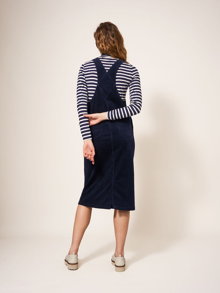 White Stuff Blue Emmie Organic Corduroy Midi Pinny - Image 2 of 6