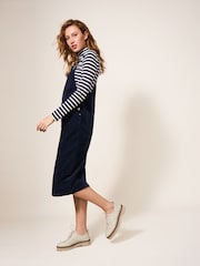 White Stuff Blue Emmie Organic Corduroy Midi Pinny - Image 3 of 6