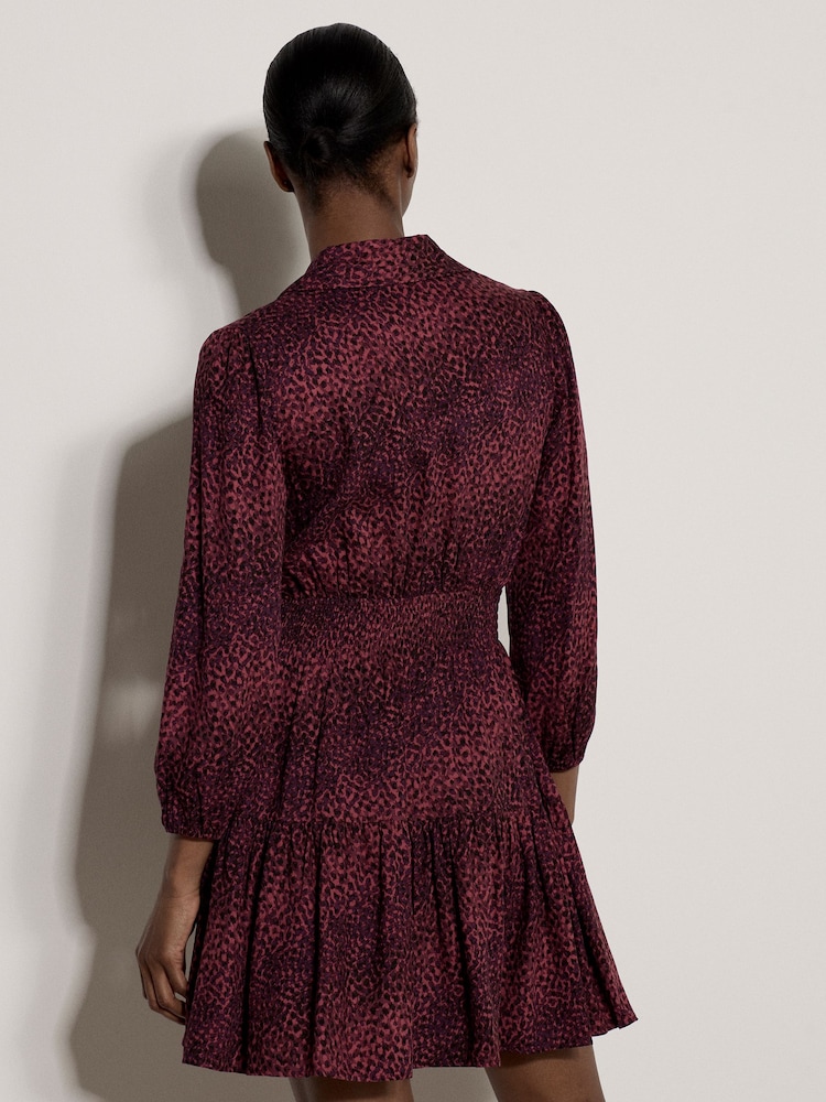 Apricot Red Blurred Spot Shirt Mini Dress - Image 2 of 4 Apricot Red Blurred Spot Shirt Mini Dress - Image 2 of 4
