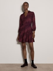 Apricot Red Blurred Spot Shirt Mini Dress - Image 3 of 4