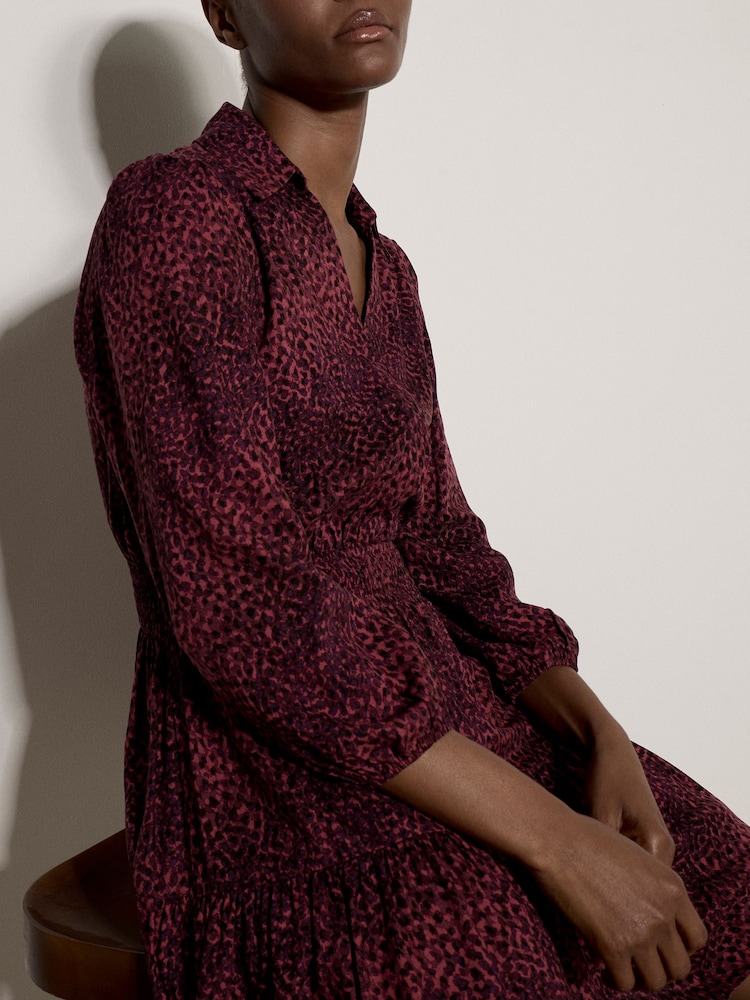 Apricot Red Blurred Spot Shirt Mini Dress - Image 4 of 4 Apricot Red Blurred Spot Shirt Mini Dress - Image 4 of 4