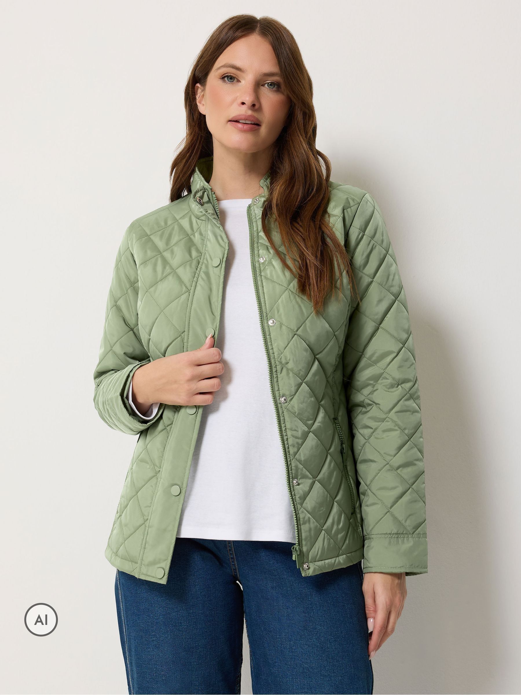 M&Co Women's Light Green Quilted Jacket In | : Size 20 - Image 3