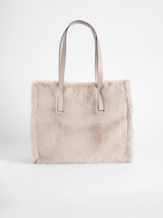 Grey Faux Fur Shopper Bag - Image 1 of 5