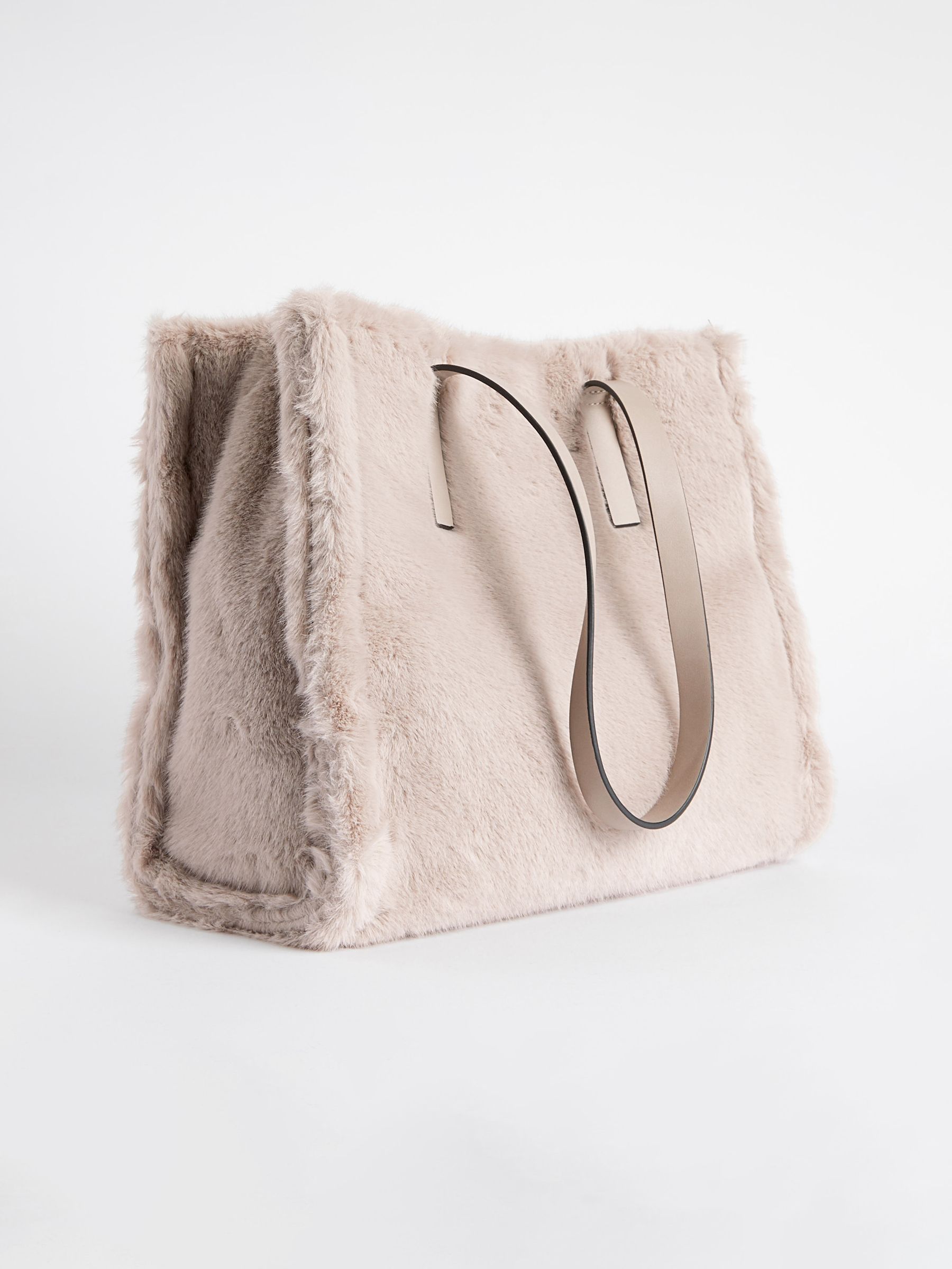 Buy Grey Faux Fur Shopper Bag from Next Luxembourg