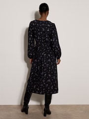 Apricot Black Vintage Floral Smocked Midi Dress - Image 4 of 4