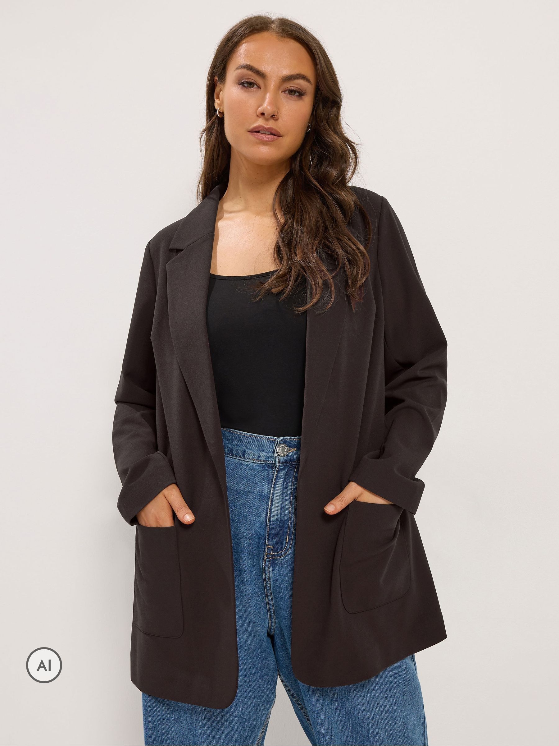 Yours Women's Open Edge Blazer in Brown | Size: 28 - Image 3