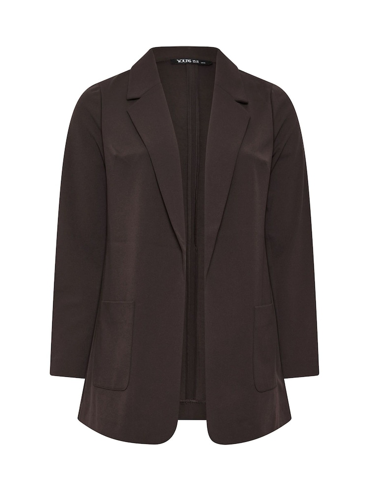 Yours Curve Black Open Edge Blazer - Image 1 of 2 Yours Curve Black Open Edge Blazer - Image 1 of 2