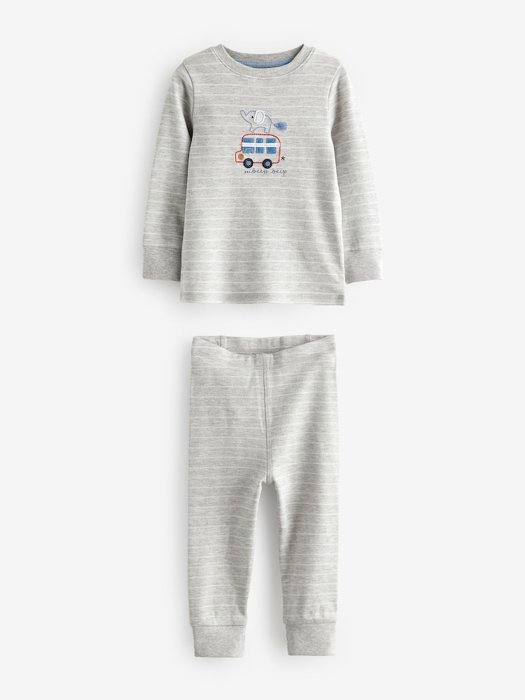 Grey/White/Blue 3 Pack 100% Cotton Snuggle Long Sleeve Pyjamas (9mths-8yrs) - Image 10 of 10 Grey/White/Blue 3 Pack 100% Cotton Snuggle Long Sleeve Pyjamas (9mths-8yrs) - Image 10 of 10