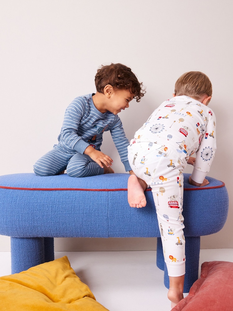 Grey/White/Blue 3 Pack 100% Cotton Snuggle Long Sleeve Pyjamas (9mths-8yrs) - Image 2 of 10 Grey/White/Blue 3 Pack 100% Cotton Snuggle Long Sleeve Pyjamas (9mths-8yrs) - Image 2 of 10