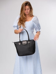 Pure Luxuries London Black 'Josette' Canvas & Leather Tote Bag - Image 2 of 6