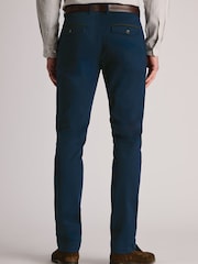 Brook Taverner Blue Textured Stretch Cotton Trousers - Image 2 of 4
