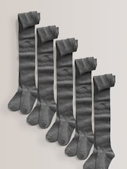 Grey 5 Pack Cotton Rich School Tights - Image 1 of 3