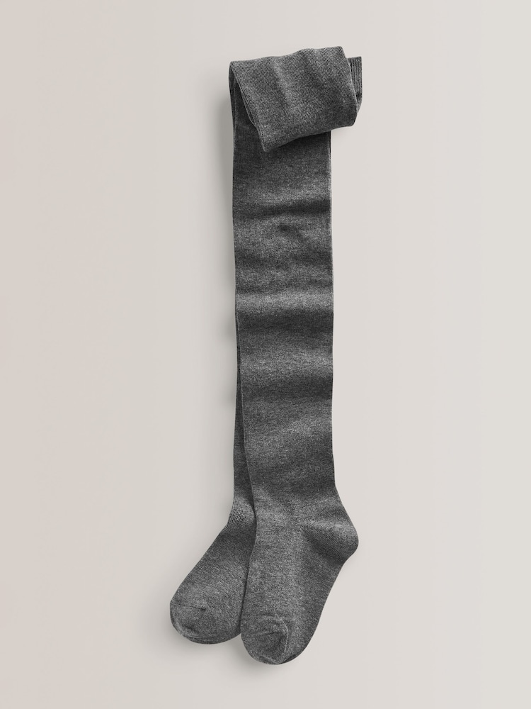 Grey 5 Pack Cotton Rich School Tights - Image 2 of 3