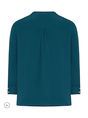 Yours Curve Green Half Placket Blouse - Image 6 of 6