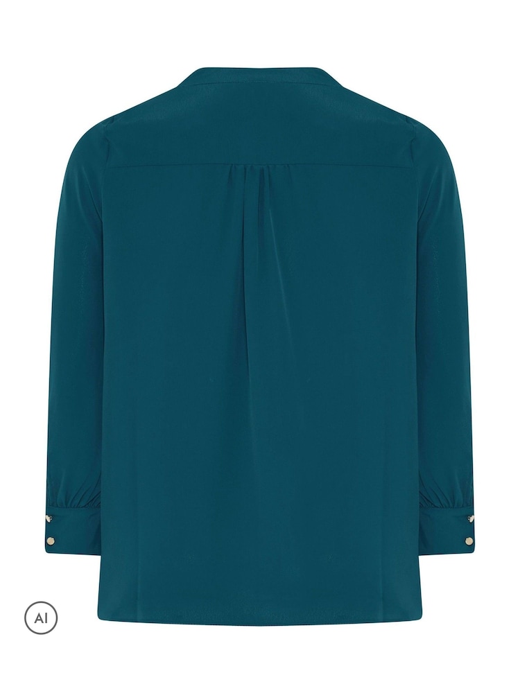 Yours Curve Green Half Placket Blouse - Image 6 of 6 Yours Curve Green Half Placket Blouse - Image 6 of 6