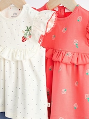 Red/ Navy/ White Strawberry 2 Pack Baby T-Shirts and Shorts Set - Image 3 of 12