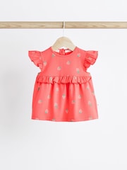 Red/ Navy/ White Strawberry 2 Pack Baby T-Shirts and Shorts Set - Image 5 of 12