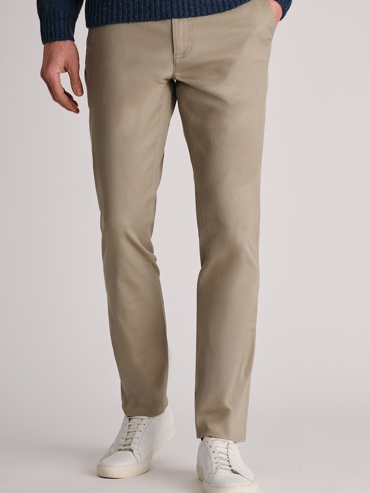 Brook Taverner Cream Textured Stretch Cotton Trousers - Image 1 of 4