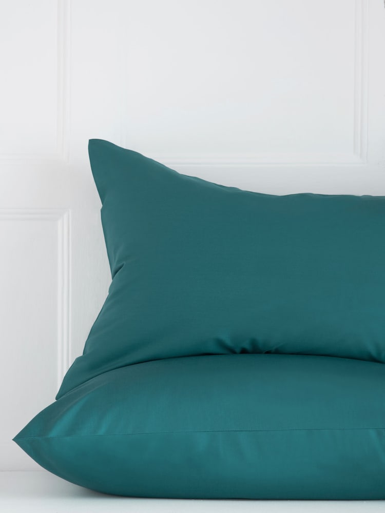 Set of 2 Blue Dark Teal Cotton Rich Pillowcases - Image 2 of 2
