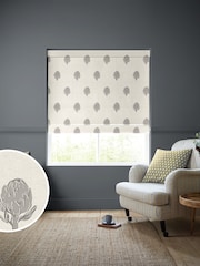 Emily Bond Pebble Grey 100% Cotton Globe Made to Measure Roman Blinds - Image 1 of 6