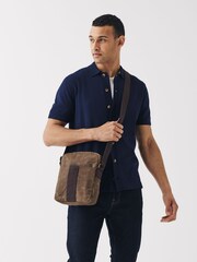 Khaki - Waxed Cross-Body Messenger Bag - Image 1 of 6