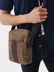 Khaki - Waxed Cross-Body Messenger Bag - Image 2 of 6