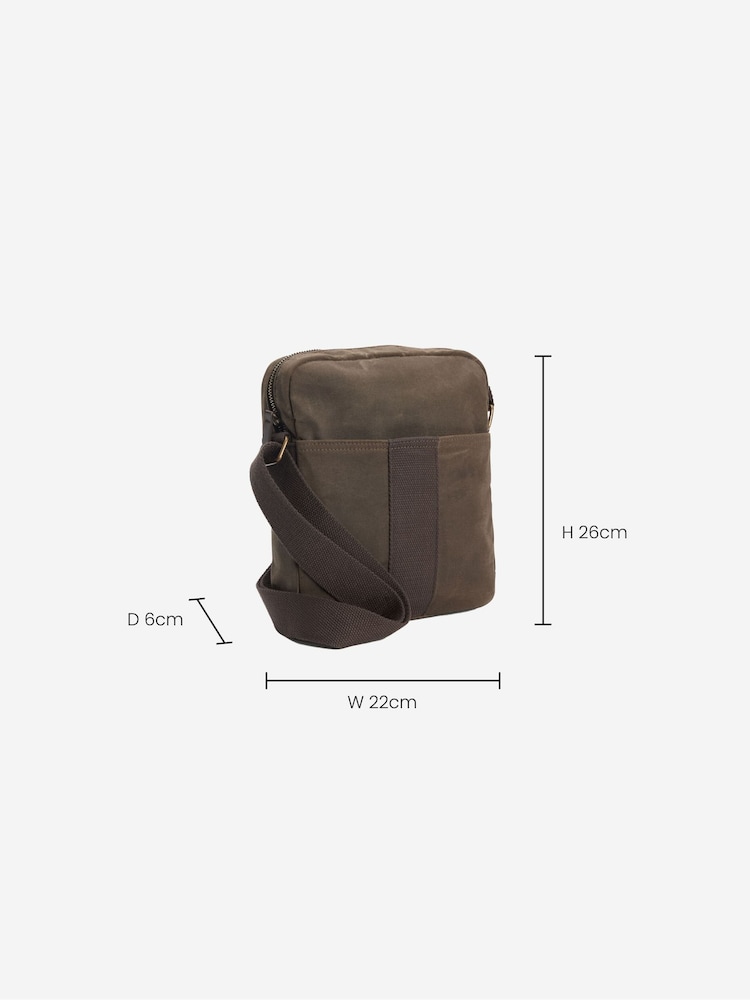 Khaki - Waxed Cross-Body Messenger Bag - Image 4 of 6