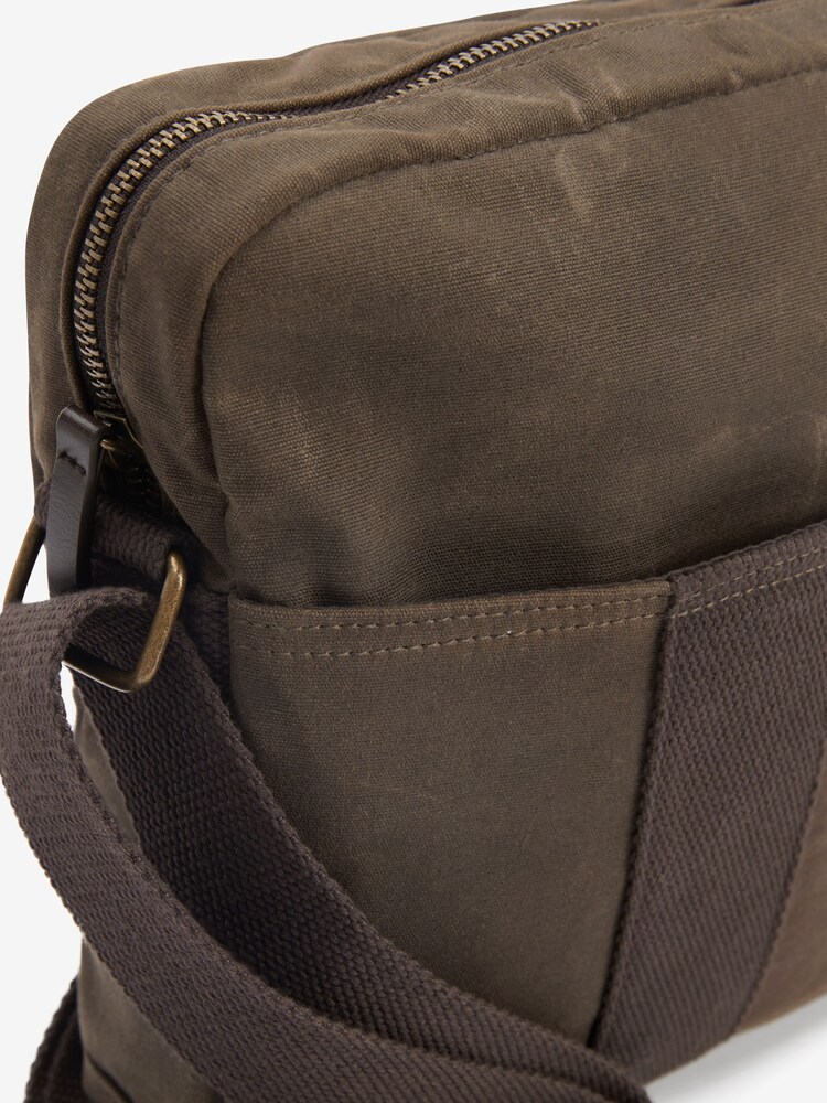 Khaki - Waxed Cross-Body Messenger Bag - Image 6 of 6