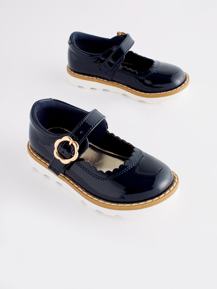 Navy Blue Scallop Mary Jane Shoes - Image 1 of 6