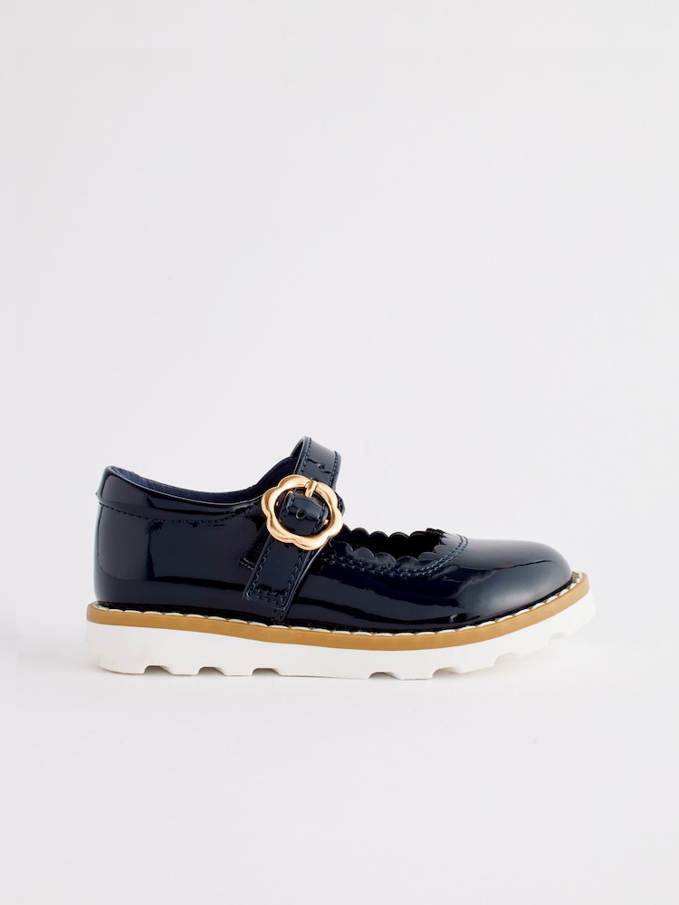Navy Blue Scallop Mary Jane Shoes - Image 2 of 6