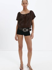 Mango Brown Embroidered Boho Blouse - Image 1 of 3