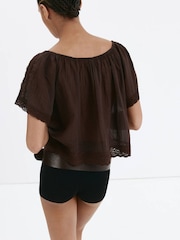Mango Brown Embroidered Boho Blouse - Image 2 of 3