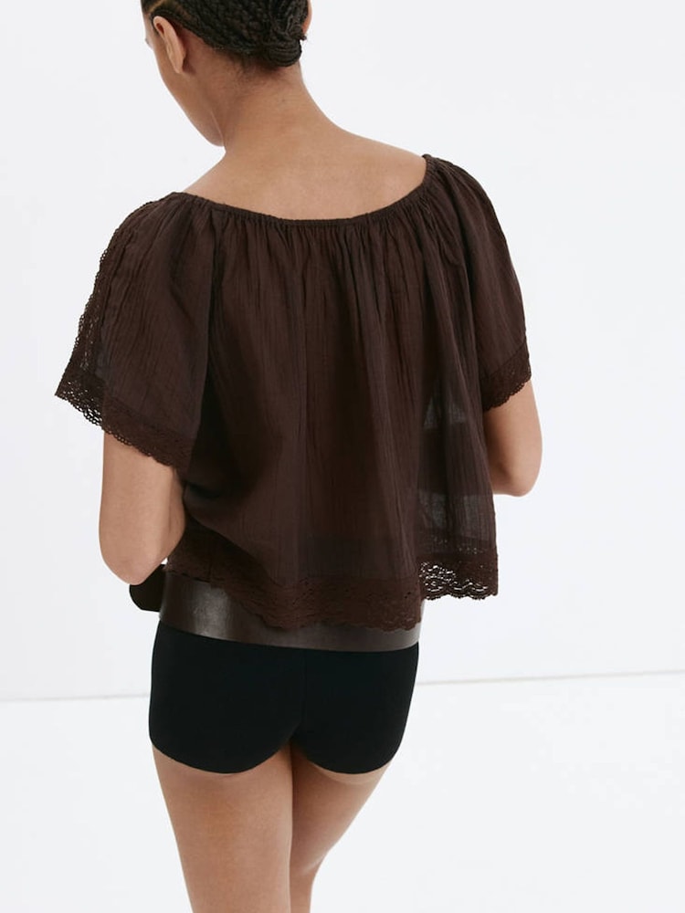 Mango Brown Embroidered Boho Blouse - Image 2 of 3