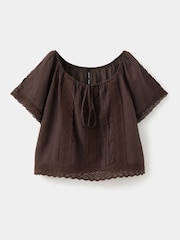 Mango Brown Embroidered Boho Blouse - Image 5 of 7