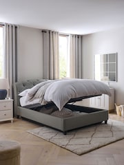 Wool Blend Grey Hartford Collection Luxe Upholstered Ottoman Storage Bed Frame - Image 2 of 10