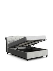 Wool Blend Grey Hartford Collection Luxe Upholstered Ottoman Storage Bed Frame - Image 9 of 10