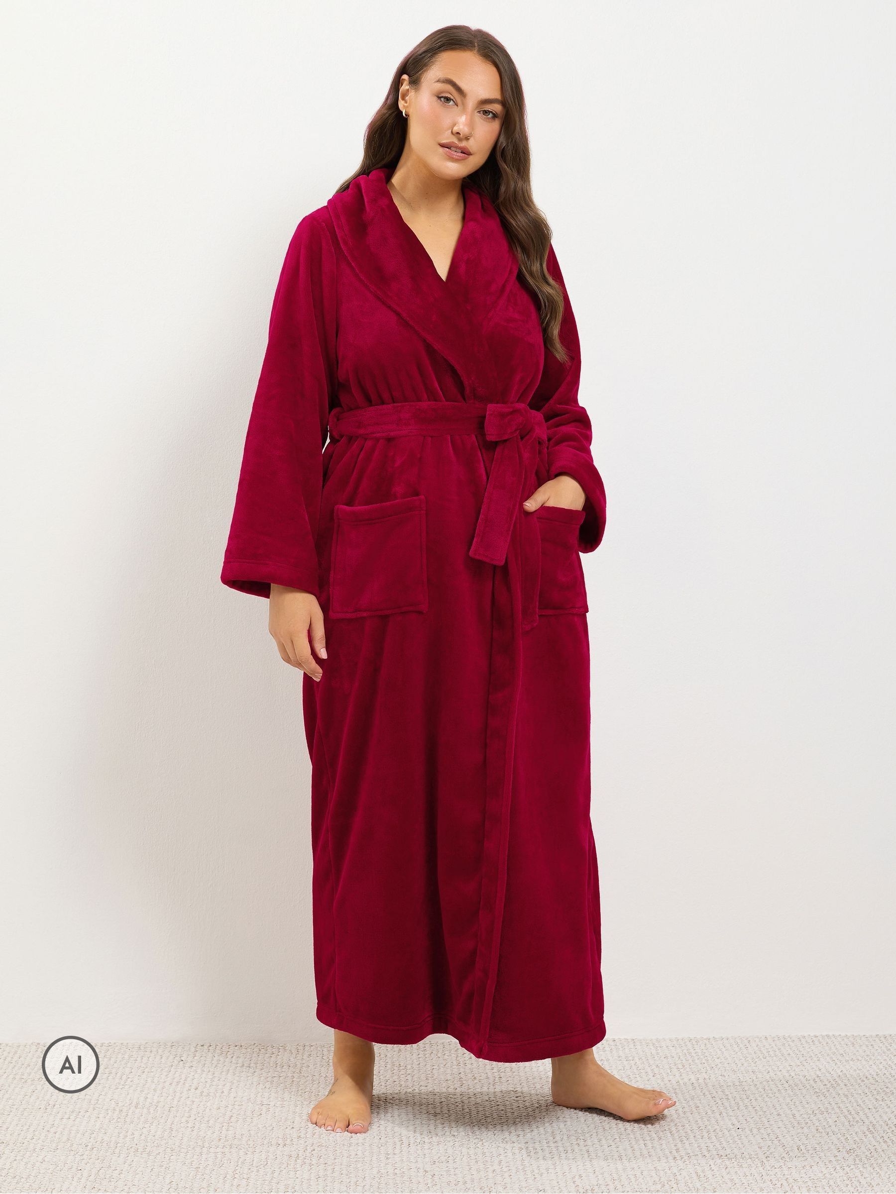 Yours Women's Red Luxe Dressing Gown In Size 38-40 - Image 3